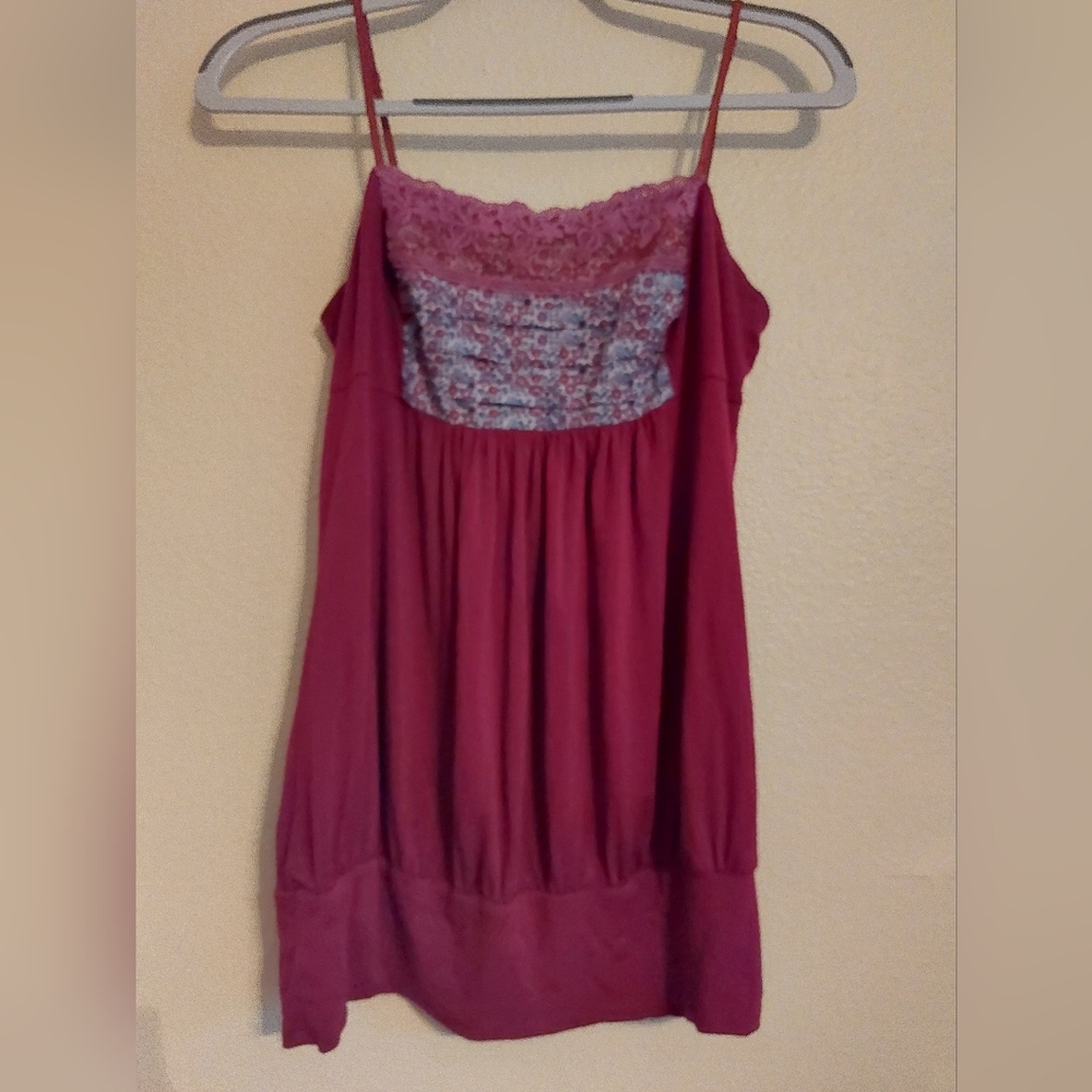 Womens Top, Large, Tank/Undershirt- Wine and Blue